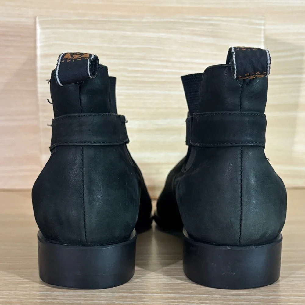 Ariat Snaffle Black Leather Ankle Boots 8M ATS Equipped